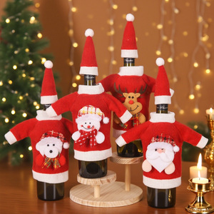 Articles de fête nouvelle bouteille de vin de noël ensemble de vêtements père noël bonhomme de neige manchon de bouteille de Champagne confortable décorations de vacances de fête - Product Image 2