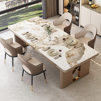 Table et chaises de cuisine avec pieds en acier inoxydable doré Table de cuisine rectangulaire avec 4 chaises rembourrées en cuir Pu bjflamingo