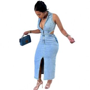 Buy In Bulk Jean Flare Dress O-Neck & Flare Sleeves | Alibaba.com