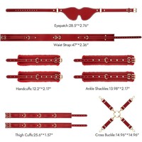 Menottes en cuir et peluche HENGHAO, ceinture de cuisse et collier, dispositifs de retenue BDSM pour adultes, pour jeux sexuels et SM