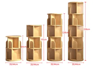 Estante de livro redondo/quadrado de madeira, giratório de 3/4/5/6 camadas