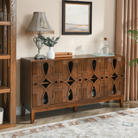 Buffet de style moderne du milieu du siècle en bois massif + MDF, meuble de rangement convertible, console TV pour salon, chambre à coucher