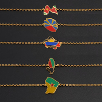 Bracelets Carte des îles Françaises (Guyane, Martinique, Antigua, Guadeloupe, Réunion) pour femmes - Bijoux en acier inoxydable # 539362