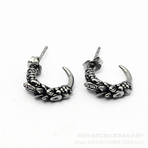 Pendientes de acero de titanio yunnique, diseño de cola de zorro en forma de media luna, joyería de moda unisex, 316mm, estilo punk europeo americano - Product Image 4