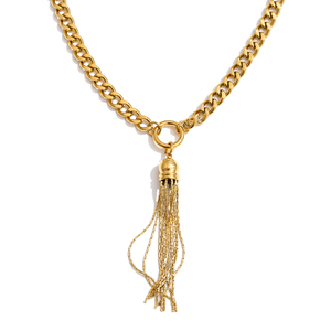 JINYOU 7688 Collana con Ciondolo a Catena Grossa Stile Punk, <span class=keywords><strong>in</strong></span> Acciaio Inossidabile Placcato Oro per Donne - Product Image 1
