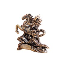 1 pièce Statue d'ornement en laiton représentant un dragon et un cheval, figurine de bureau, décoration d'étagère, artisanat en cuivre, vente en gros