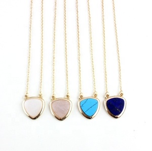 Nouveaux produits 2026 : Collier tendance en forme de cœur avec poudre de turquoise, cristal blanc et pierre goutte d'eau - Product Image 3