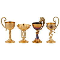 Özel Yüksek Kalite Paslanmaz Çelik Pirinç Kilise Kadehi Zarif Dini Kupa Düğün Ritüeli için CNC İşlemeli Delikli Guangdong