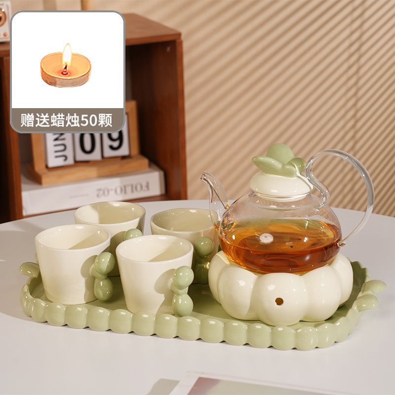 50 bougies incluses - service à thé - emballage standard - vert lait