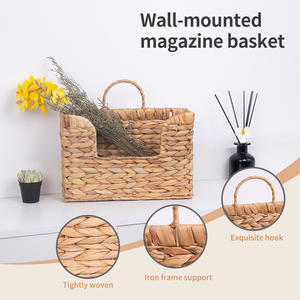 Cesta de Almacenamiento Rectangular Tejida a Mano de Jacinto de Agua Vintage con Asa Ecológica para Escritorio y Oficina en Casa, Caja de Regalo - Product Image 5