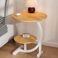 Table d'appoint ronde de style nordique moderne et luxueuse, avec rangement à 2 niveaux