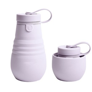 Bouteille d'eau en silicone écologique 600 ml sans BPA, pliable, anti-fuite, à boire directement, style nordique, pour la randonnée, le camping, les boissons chaudes et froides - Product Image 3