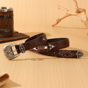 <span class=keywords><strong>Ceinture</strong></span> en similicuir pour <span class=keywords><strong>femme</strong></span>, style punk vintage, boucle ardillon en alliage, largeur 3 cm, nouveau style western denim, production personnalisée - Product Image 5