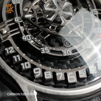 Montre automatique à mouvement mécanique rétrograde, logo OEM personnalisé, verre saphir bombé, cadran en fibre de carbone, montre-bracelet pour homme