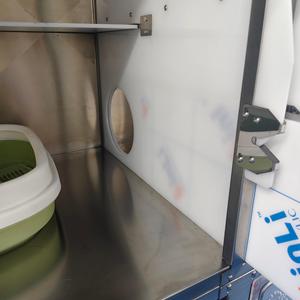 <span class=keywords><strong>คอนโด</strong></span>แมวสแตนเลสสองชั้นพรีเมียม พร้อมฉากกั้นเลื่อนแบบล็อคได้และล้อเงียบ สำหรับใช้ภายใน/ภายนอกอาคาร - Product Image 3