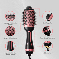 Brosse Soufflante Ionique Chauffante 1000W pour Séchage Rapide, Apaisement du Cuir Chevelu, Double Tension, Lisseur et Fer à Boucler Ergonomique pour Usage Hôtelier
