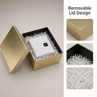 Boîte cadeau rigide avec impression personnalisée pour cadeaux de luxe, finition texturée or métallique, couvercle et base en deux parties, vente en gros directe d'usine