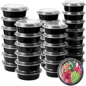 Conteneur alimentaire jetable pour micro-ondes de 16 oz, 24 oz, 32 oz, boîte à lunch ronde en plastique PP avec couvercle anti-fuite, disponible en différentes tailles - Product Image 1