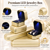 Boîte d'emballage cadeau de luxe JMjermyn en gros pour bijoux, avec lumière LED, taille personnalisable, logo, finition plastique et caoutchouc, fermeture à couvercle
