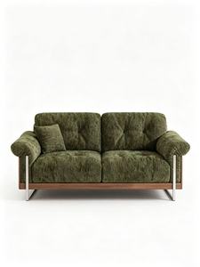 Sofá de 3 Plazas de Chenilla Premium, Sofá de Dos Plazas Acolchado con Estructura de Nogal y Metal para Sala de Estar - Product Image 6