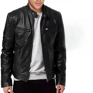 Venta al por mayor al por menor chaqueta de PU para hombres europeos y americanos para hombres adolescentes chaqueta de cuero Punk con cuello de pie para hombres - Product Image 1