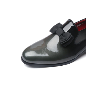 De zapatos de cuero de punta estrecha de encaje con lazo boda fiesta resbalón en <span class=keywords><strong>mocasines</strong></span> para hombres - Product Image 2