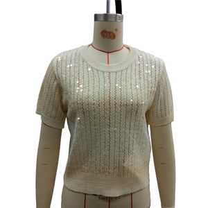 2026 Ladies Cropped <strong>White</strong> <strong>Sweater</strong> Top with Solid Color Short Sleeve Fashionable Knitted Hollow for Summer Outfit Women <strong>Knit</strong> Top - Product Image 2