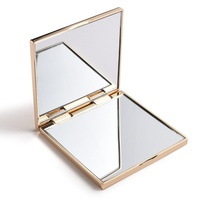 Miroir de poche portable personnalisé de luxe, pliable, double face, couleur or rose, 70x70mm, prix d'usine