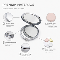 Logo personnalisé Miroir de poche en métal double face Miroir de maquillage compact rond en or avec pochette en velours (cadeau/souvenir d'événement)