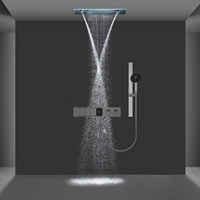 Ensemble de douche intelligent à 3 fonctions avec LED, effet pluie et cascade, montage au plafond, 600*320mm