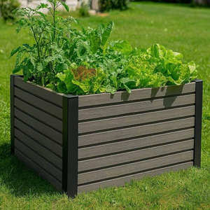 Grand bac à légumes surélevé en WPC avec système d'arrosage automatique, jardinière décorative à lattes <span class=keywords><strong>pour</strong></span> l'extérieur - Product Image 2