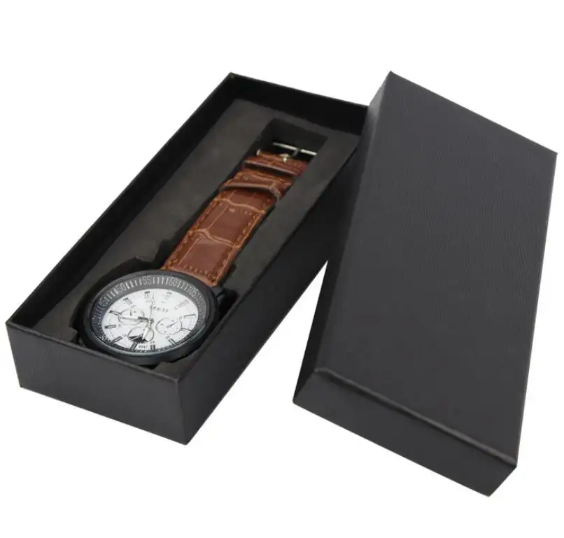 Scatola regalo per orologio con scatola per orologi in cartone kraft con LOGO personalizzato nero