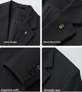 Ensemble de <span class=keywords><strong>3</strong></span> pièces de costume pour hommes grande taille, blazer à simple boutonnage, coupe ajustée, pour occasions formelles, bal, bureau, mariage, quotidien - Product Image 6