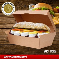 Boîte pliable hamburger en papier, emballage personnalisé de bonne qualité résistant à la graisse, offre spéciale