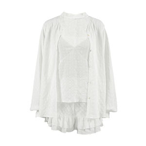 QINSI Autumn Plaid Women Nightwear Pajamas O Neck Full Sleeves <strong>Top</strong> Lace up <strong>Vest</strong> Shorts 3 Piece Pajamas Casual Lounge Wear Set - Product Image 5