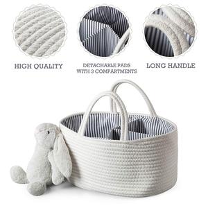 KUYUE Baby Rope Diaper Caddy - Nursery <strong>Storage</strong> <strong>Bin</strong> and Car Organizer for Diapers and Baby - Product Image 4