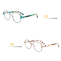 Gafas de Diseño Nueva Colección 2025, Gafas Ópticas Retro con Remaches, Acetato Carey y Metal Mixto, Monturas de Gafas Premium Unisex