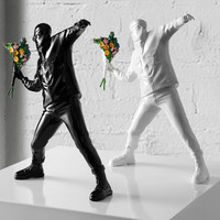 Coloré moderne abstrait fleur homme dessin animé Sculpture rue mur Art résine Graffiti conception modèle étanche léger