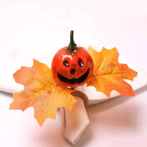 Handmade DIY abóbora guardanapo anéis, frutas guardanapo anéis para Halloween mesa decorações
