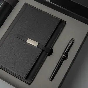 Cuaderno de negocios promocional al por mayor, set de regalo, cuaderno personalizado con logotipo y bolígrafo y botella