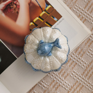 <strong>Ceramic</strong> Blue Little Whale <strong>Jewelry</strong> <strong>Box</strong> Storage Jar <strong>Jewelry</strong> Ring Necklace <strong>Box</strong> Storage <strong>Box</strong> Desktop Ornaments Gift - Product Image 3