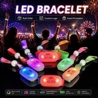 Bracelet LED personnalisé avec logo Longstargift, boucle réglable en silicone, télécommande, pour événements, fêtes, festivals