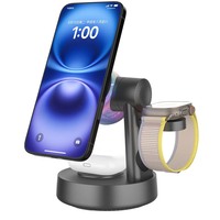 Qualité supérieure d'usine, Nouveau modèle 2026, Chargeur sans fil magnétique 25W 5-en-1 rapide avec lampe et haut-parleur pour smartphone, montre et écouteurs