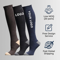 Chaussettes de sport antidérapantes en coton côtelé, hauteur genou, avec logo imprimé vertical personnalisé et blocs de couleur, pour Pilates et Barre, OEM