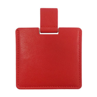 Étui en cuir PU, miroir de poche cosmétique personnalisé en acier inoxydable avec éclairage, finition argentée, incassable, portable pour les voyages