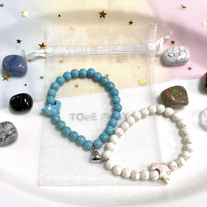 Nouveau <span class=keywords><strong>bracelet</strong></span> élastique en pierre romantique avec breloque <span class=keywords><strong>girafe</strong></span> aimant cœur anniversaire cadeau de la Saint-Valentin avec cartes - Product Image 3