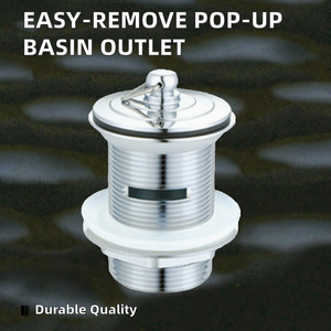 Sortie de <span class=keywords><strong>lavabo</strong></span> Pop-Up G1 1/2 en laiton chromé moderne, retrait facile, garantie de 3 ans, drain de <span class=keywords><strong>lavabo</strong></span> de salle de bain - Product Image 2