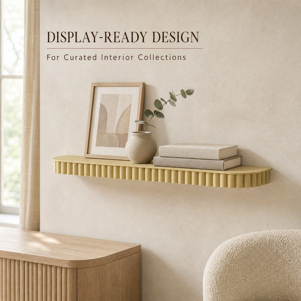 Minimalist Fluted Wall Mounted Floating Shelf for Home Decor Living ...