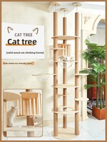 Arbre à chat moderne de luxe à double niveau, du sol au plafond |   8+ niveaux |   Bois massif |   Griffoir en sisal |   Hauteur réglable |