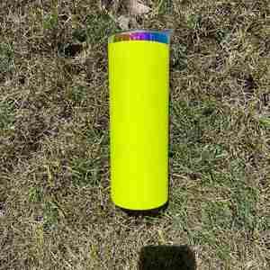 Gobelet droit et fin de 20 oz, plaqué arc-en-ciel, avec logo personnalisé, revêtement poudré, couleur néon fluorescente, pour gravure au laser - Product Image 4